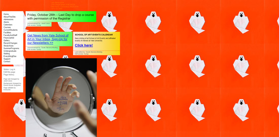 screen capture of Yale Art Department website