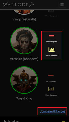 screencapture of selecting units